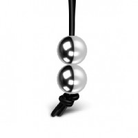 Cock Ring w/2 Weighted Silver Balls, Adjustable, Silicone